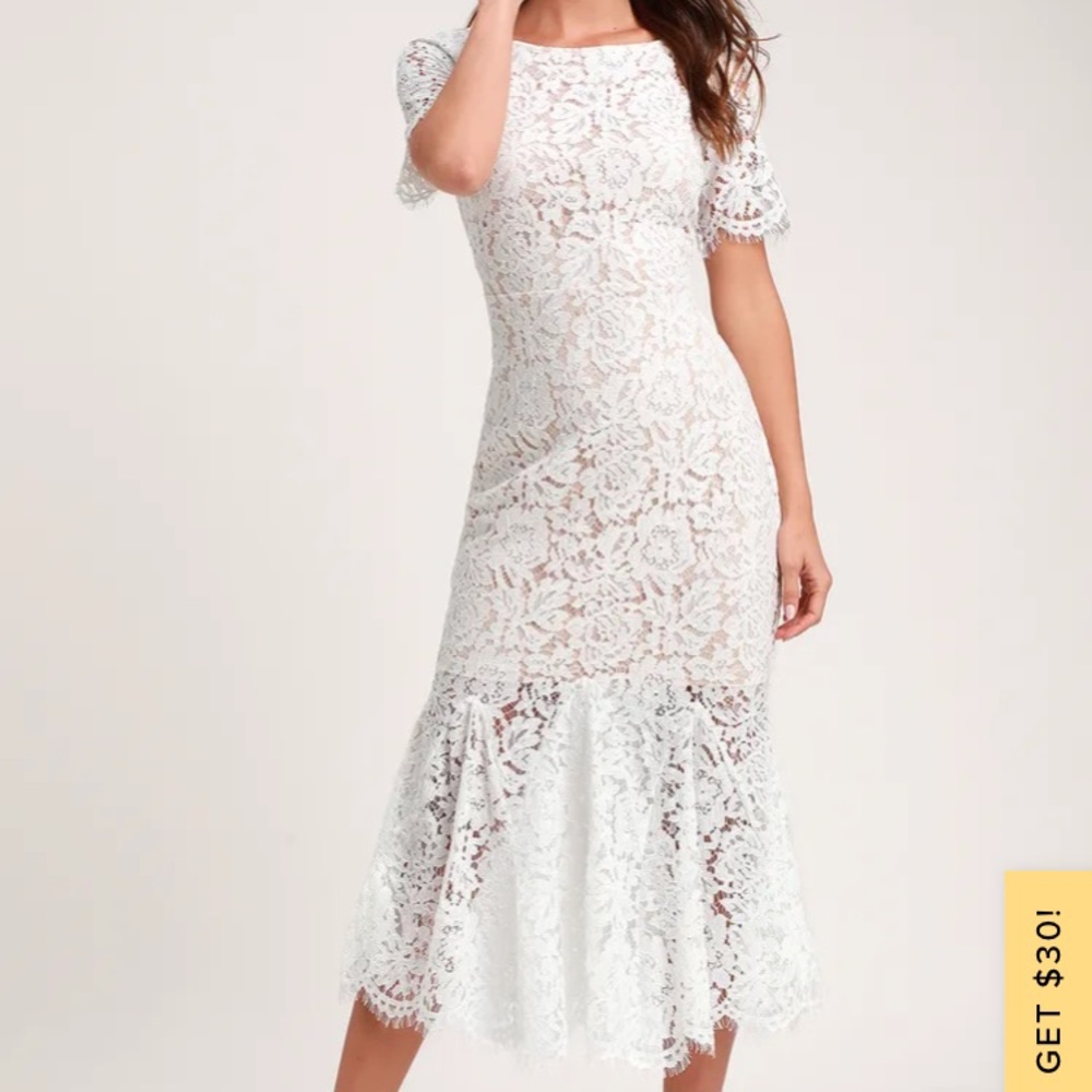 Lulu’s love you tonight white lace midi dress